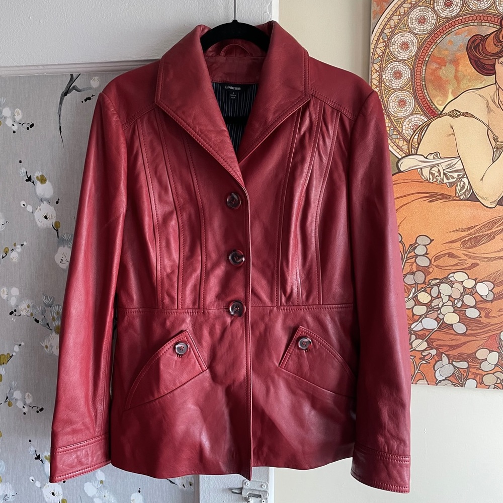 Vintage Inspired Red Leather Jacket